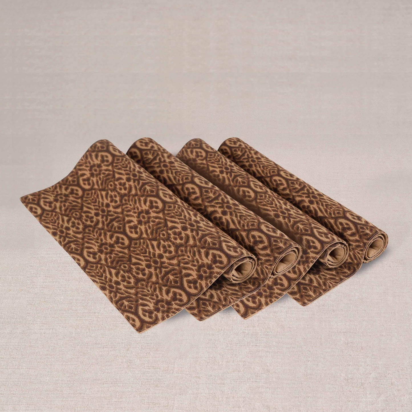 Ikat Print Beige Cotton Duck Placemats – Sets of 2, 4 & 6