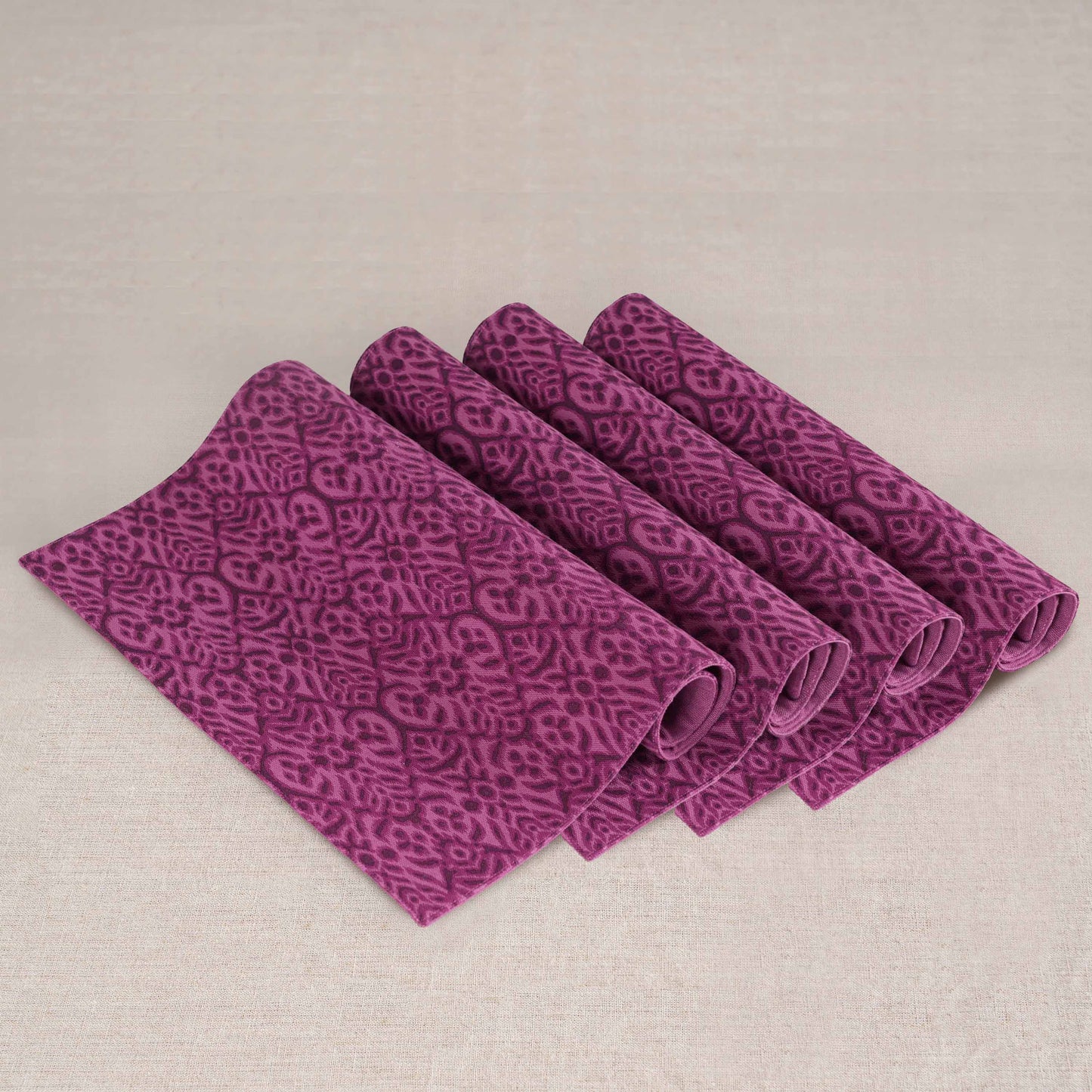 Ikat Print Plum Cotton Duck Placemats – Sets of 2, 4 & 6