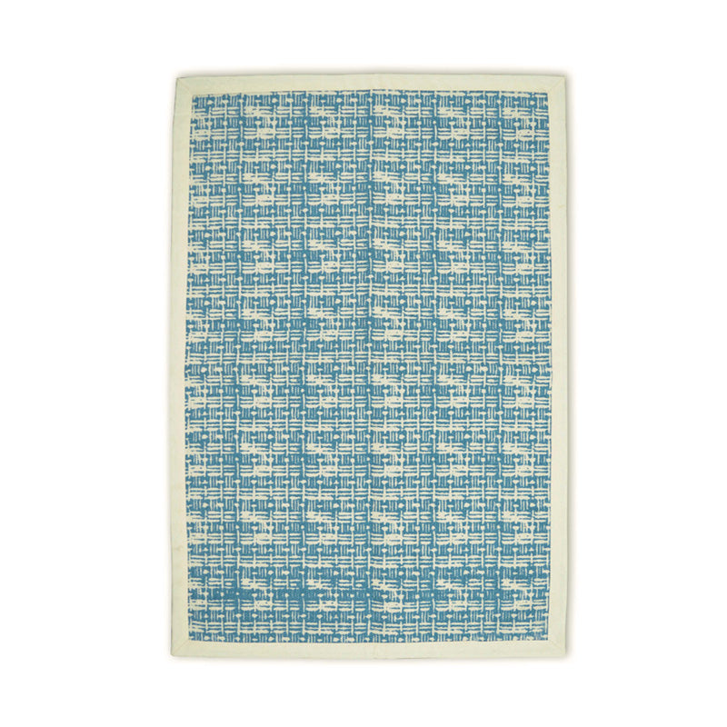 Printed cotton rug, blue color, texture print, weave print, 100% cotton, size 24X36 inches