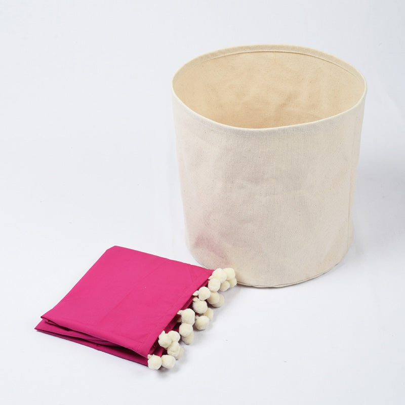 Storage basket, cotton canvas fabric, pink, laundry hamper, boho bag, sizes available