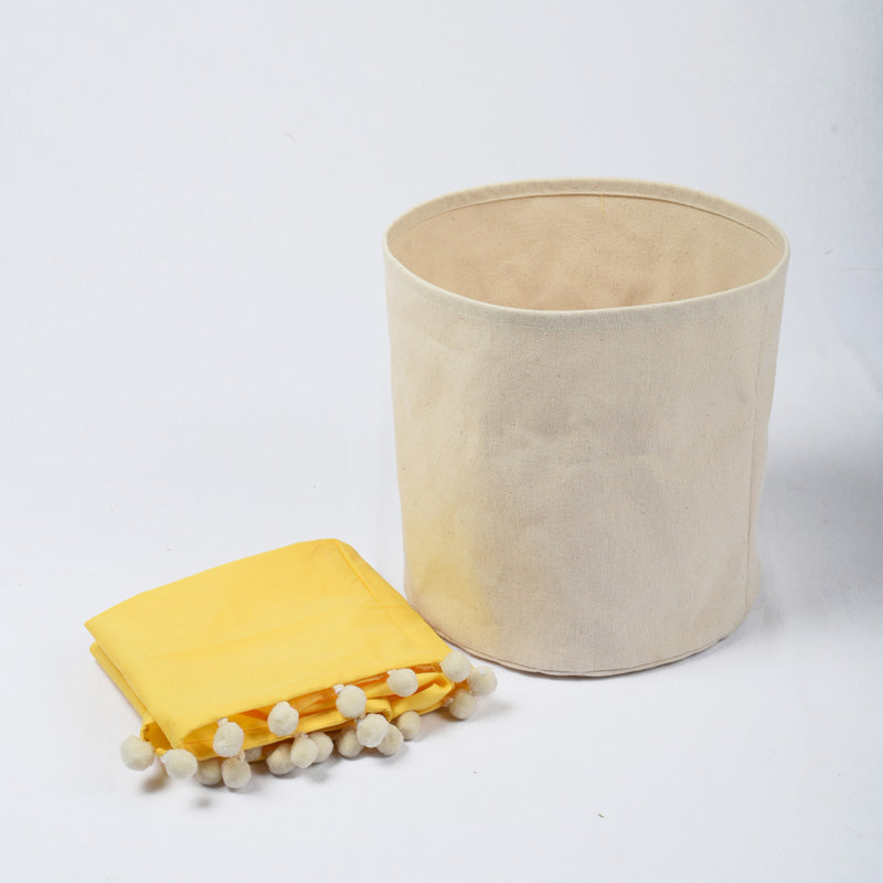 Storage basket, cotton canvas fabric, yellow, laundry hamper, boho bag, sizes available