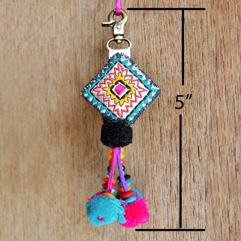 Multicolor tassel, handmade, boho bag charm, tribal, bohemian, moroccan size 5" or 12.5 cms
