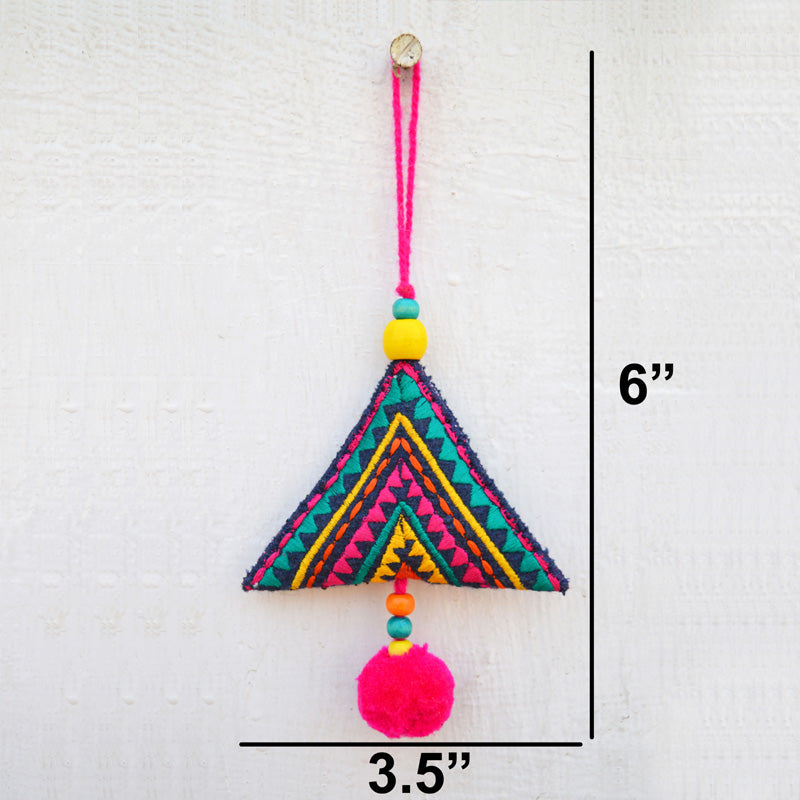 Multicolor triangle tassel, handmade, boho bag charm