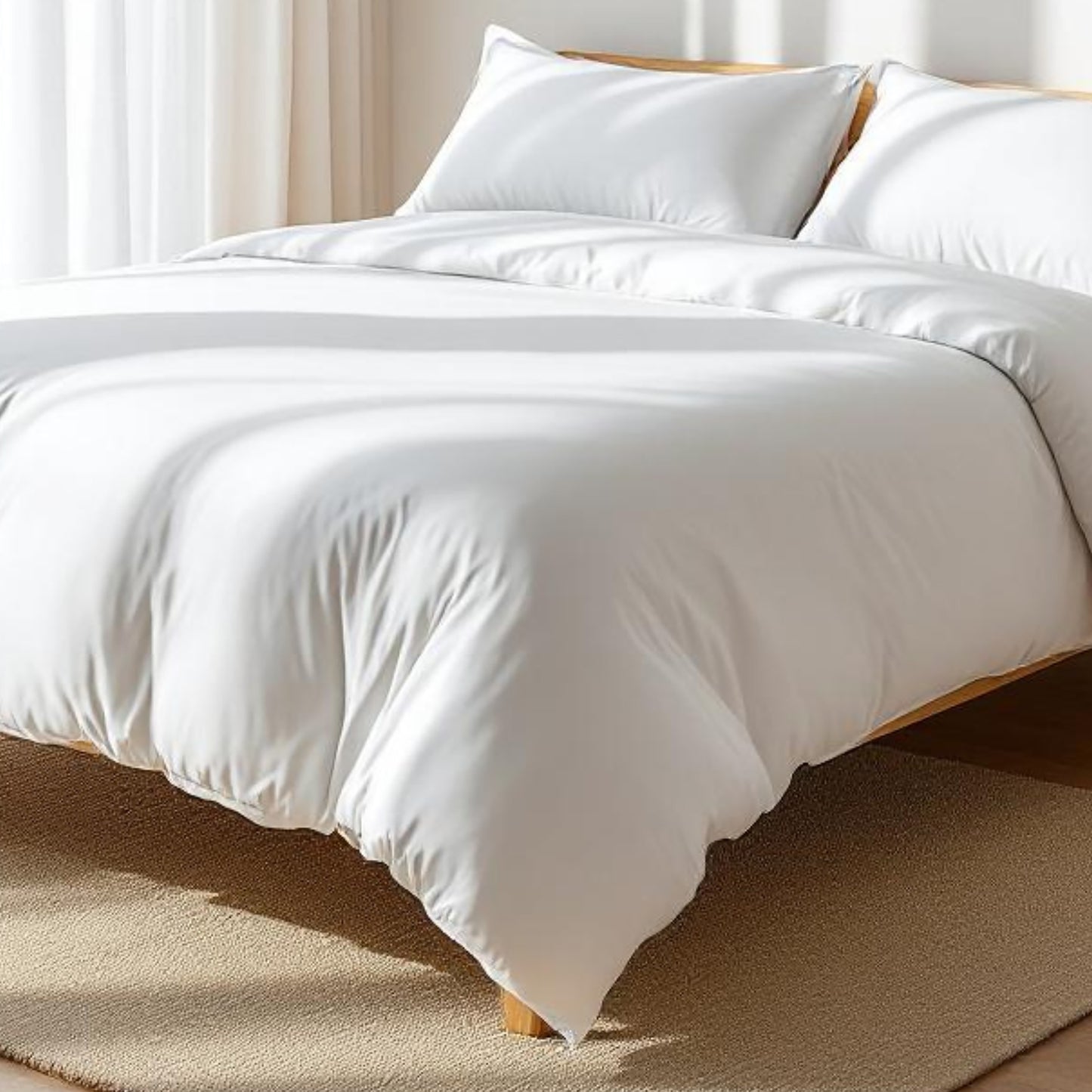600TC Duvet cover, white luxury cotton satin