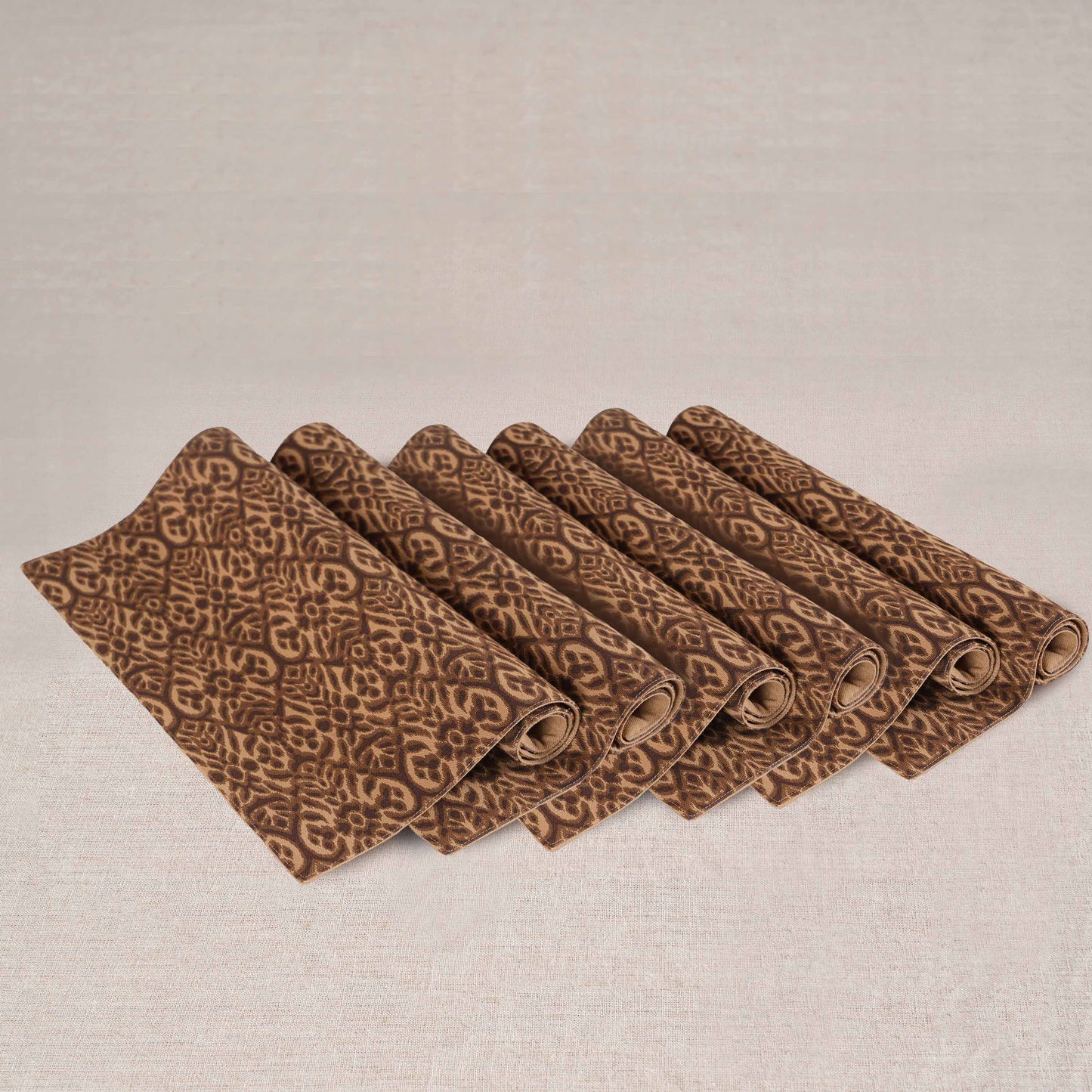 Ikat Print Beige Cotton Duck Placemats – Sets of 2, 4 & 6