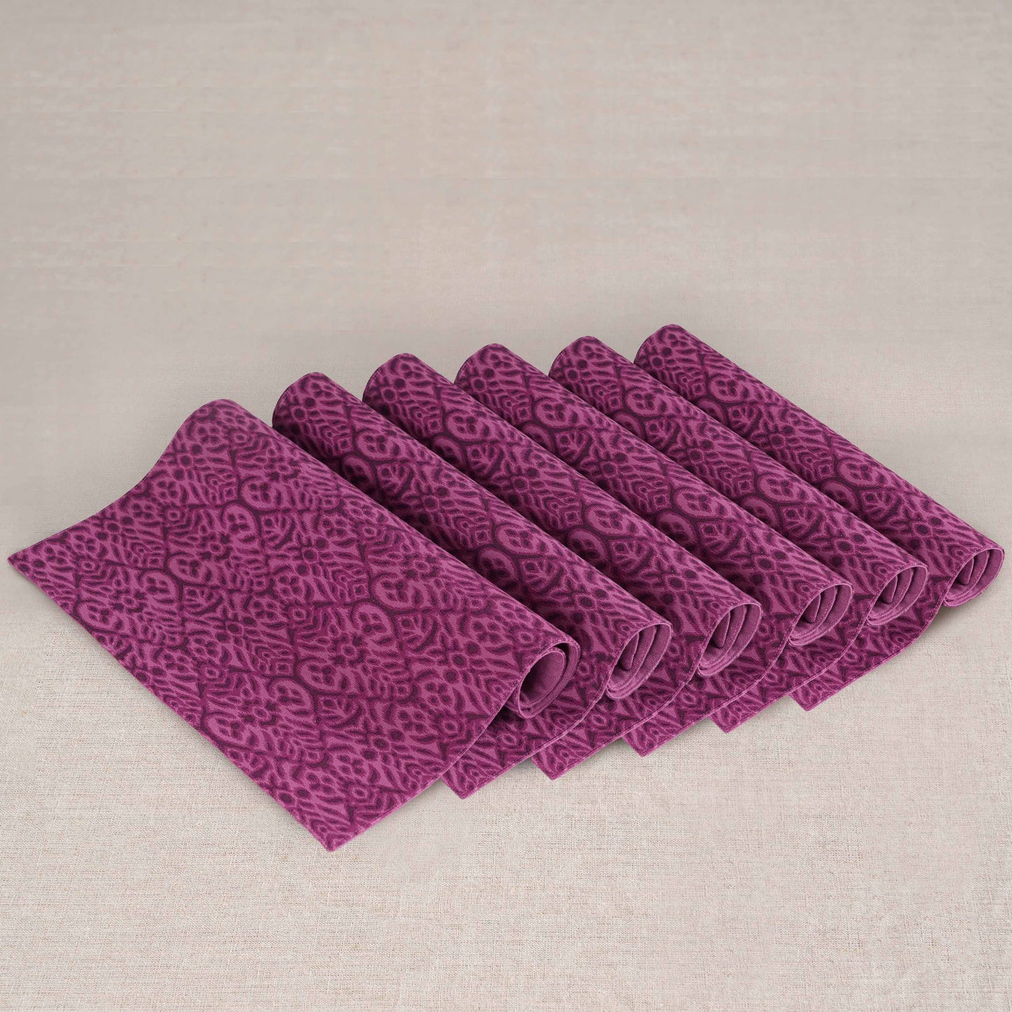 Ikat Print Plum Cotton Duck Placemats – Sets of 2, 4 & 6
