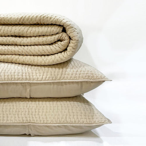SANDSTONE colour handmade Kantha cotton Quilt Set or Quilt, Sizes available