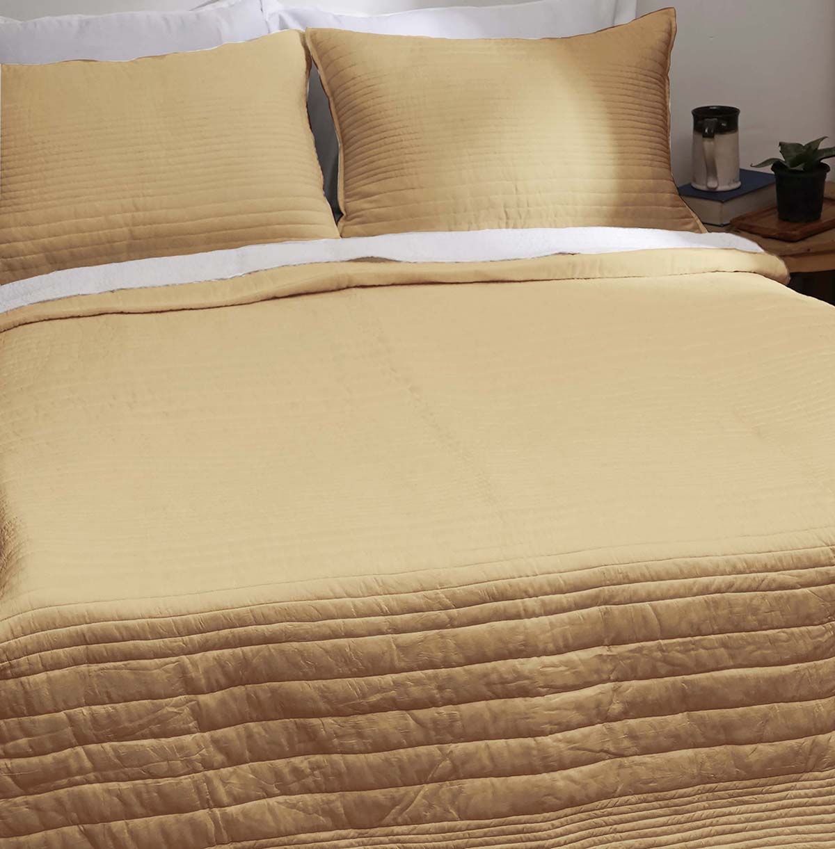BEIGE luxury 300TC cotton satin Quilt with coordinated pillow cases, Sizes available