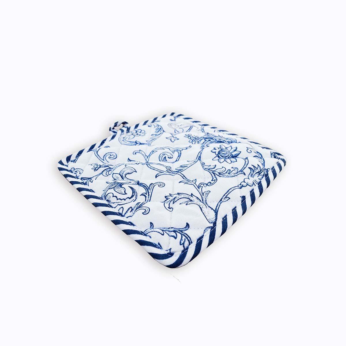 BLUE SWIRL Victorian print Pot holder and Glove