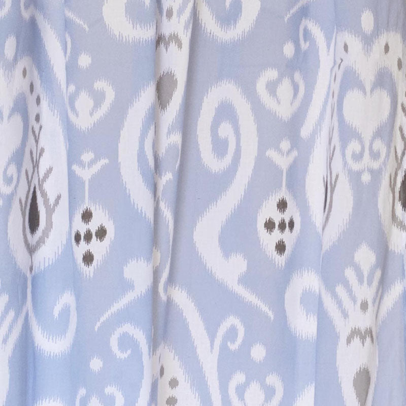 Ikat - Sheer cotton printed curtain panel in blue colour