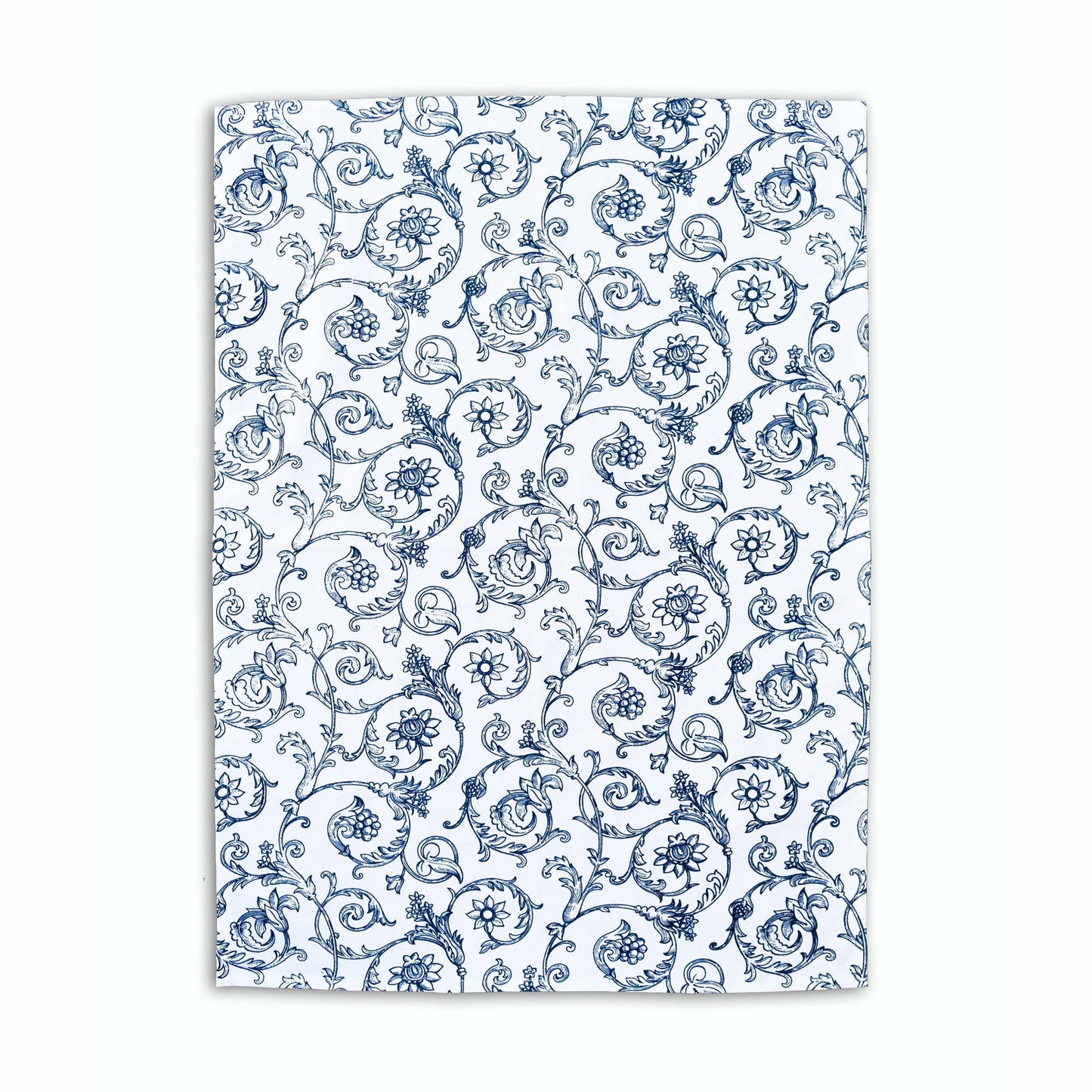 SWIRL Kitchen towel, blue swirl print on white, victorian pattern cotton kitchen towel