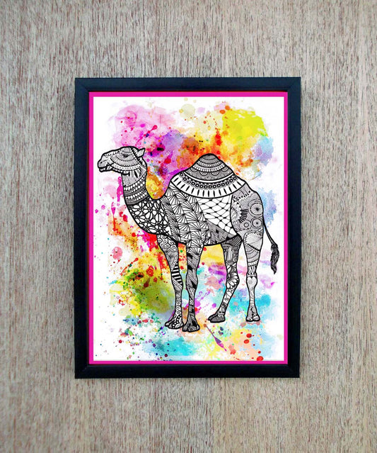 Wall art, camel print, doodle, laminated, 8X11 inches