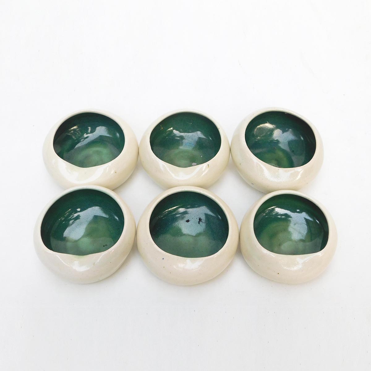 Calla Dessert bowl - Off white and Peacock Blue