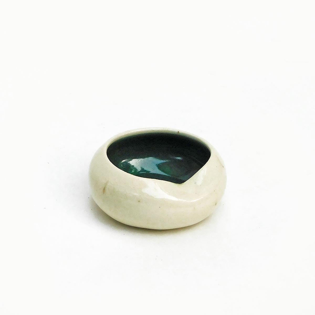 Calla Dessert bowl - Off white and Peacock Blue