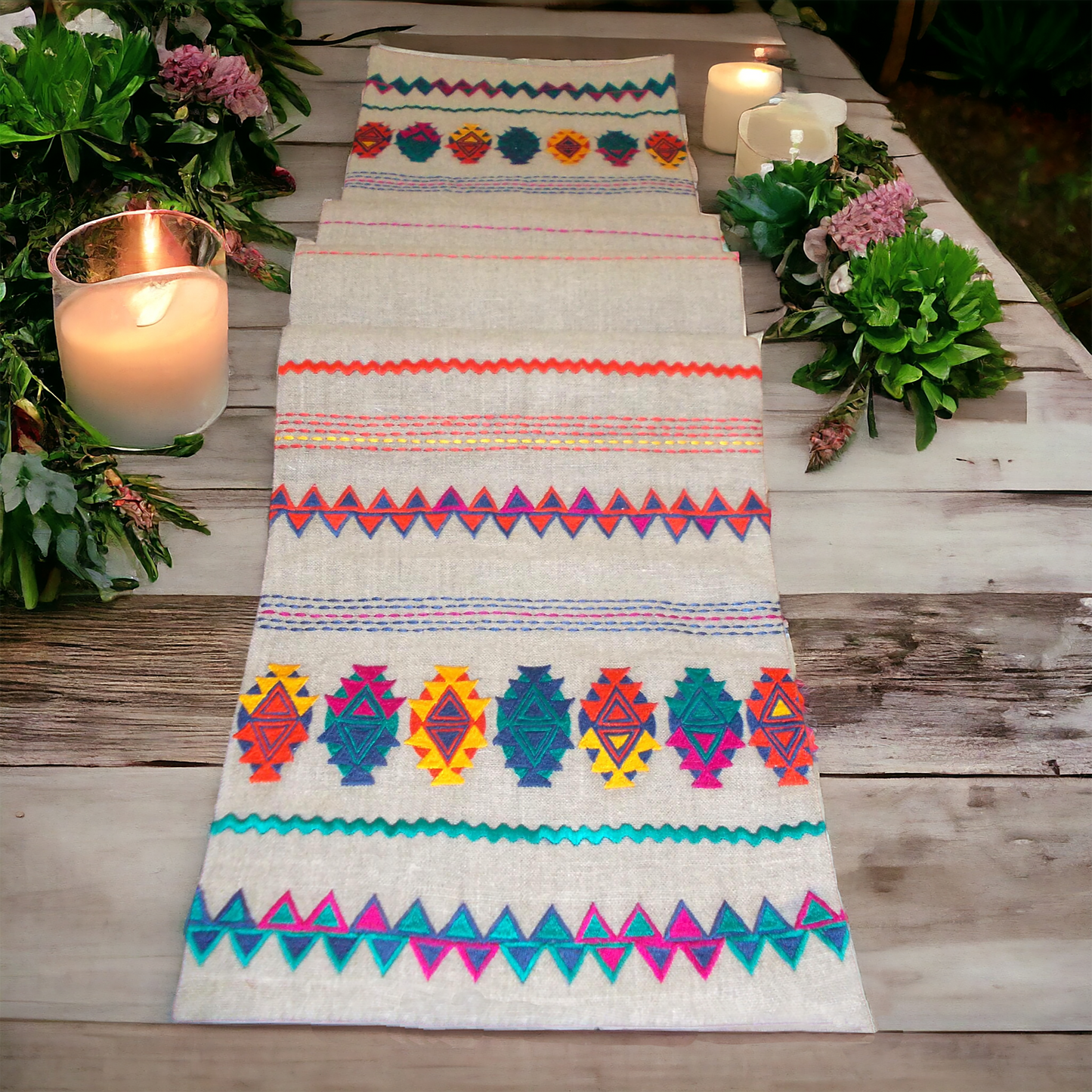 Folk- Kilim table runner -Aztec