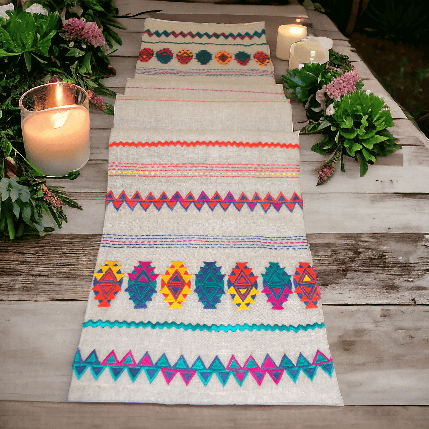 Folk- Kilim table runner -Aztec