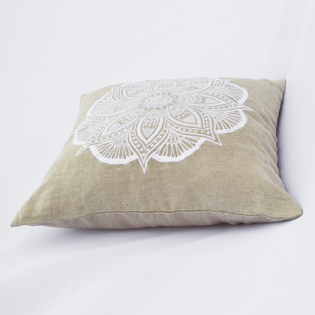 Mandala linen pillow cover, embroidered pillow case, tribal, indian craft pillow, ethnic, 16"X16"
