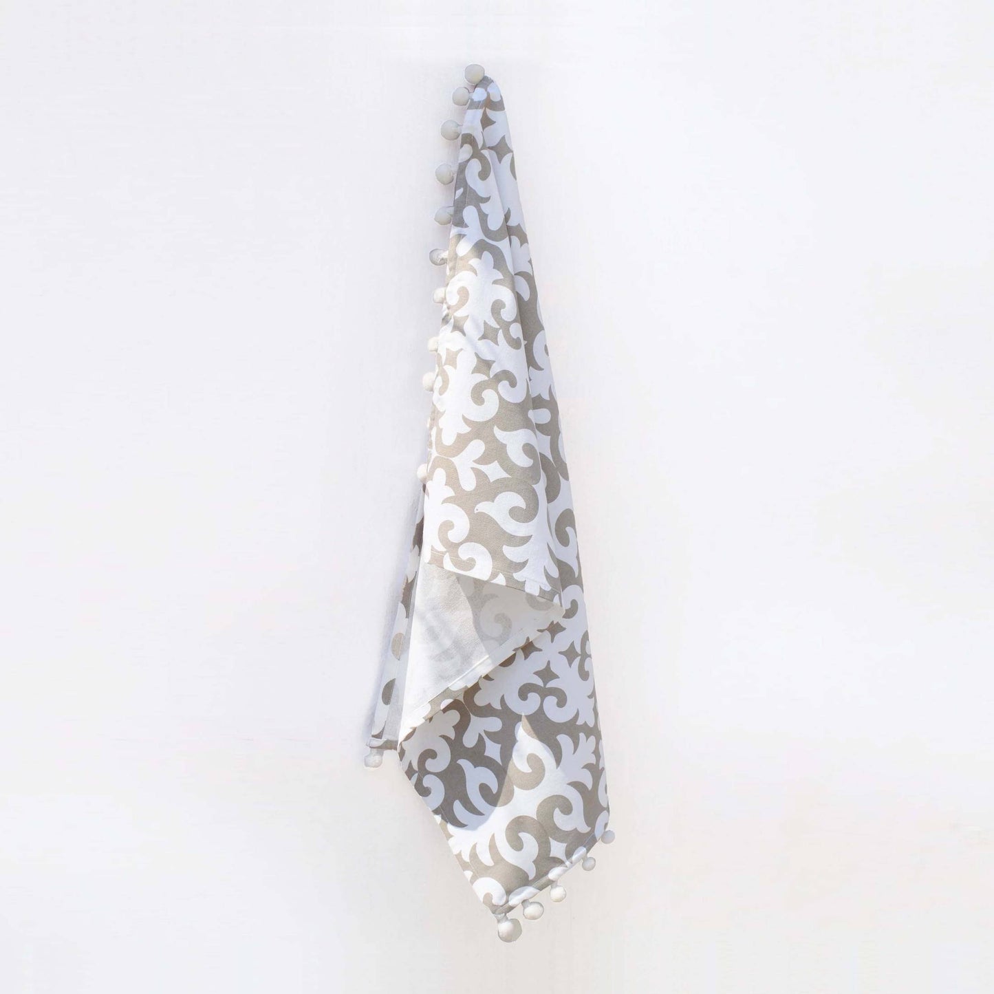 SHYRDAK Kitchen towel, Grey print on white, moroccan print, 100% cotton, size 20"X28"