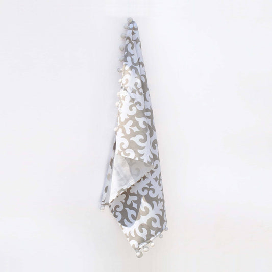 SHYRDAK Kitchen towel, Grey print on white, moroccan print, 100% cotton, size 20"X28"