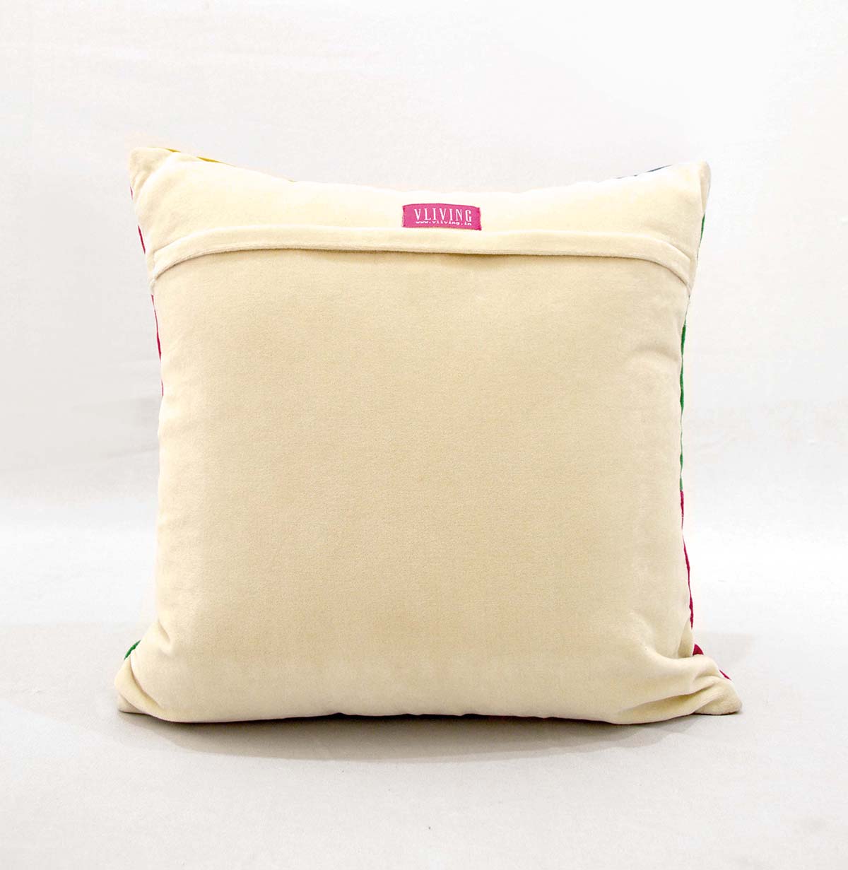 Carnival - Beige velvet pillow cover, multicolor hand embroidery, bohemian decor