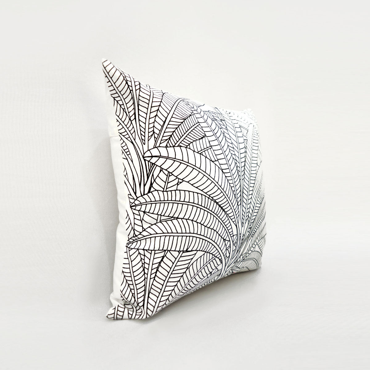 Pichwai - Tropical palm print, black and white, square pillow cover