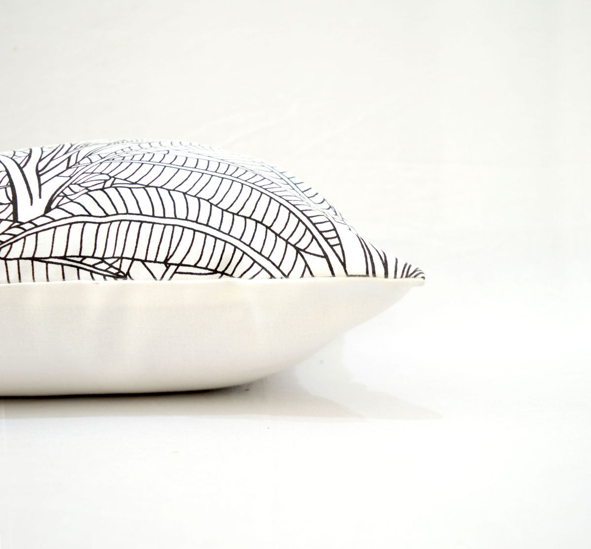 Pichwai - Tropical palm print, black and white, square pillow cover