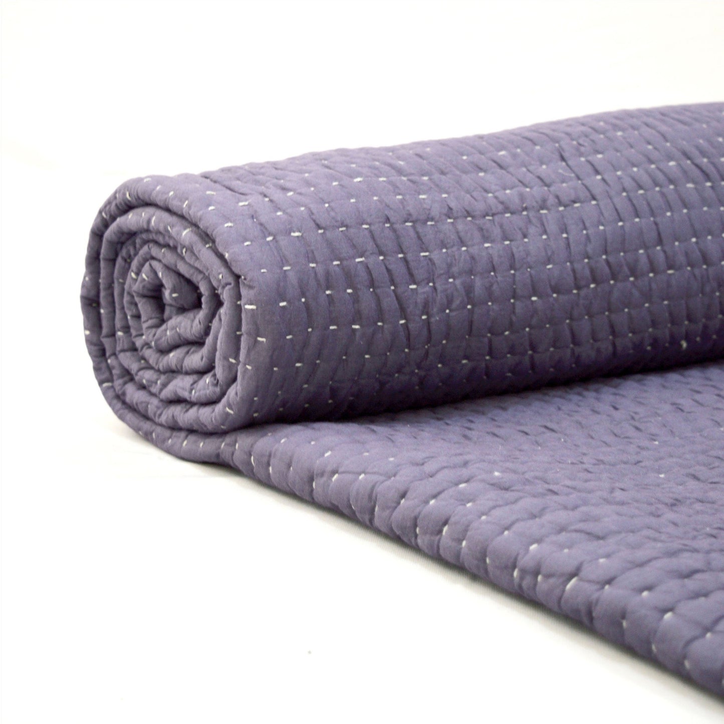 LAVENDER Kantha quilted bed set - stripe pattern quilting - sizes available