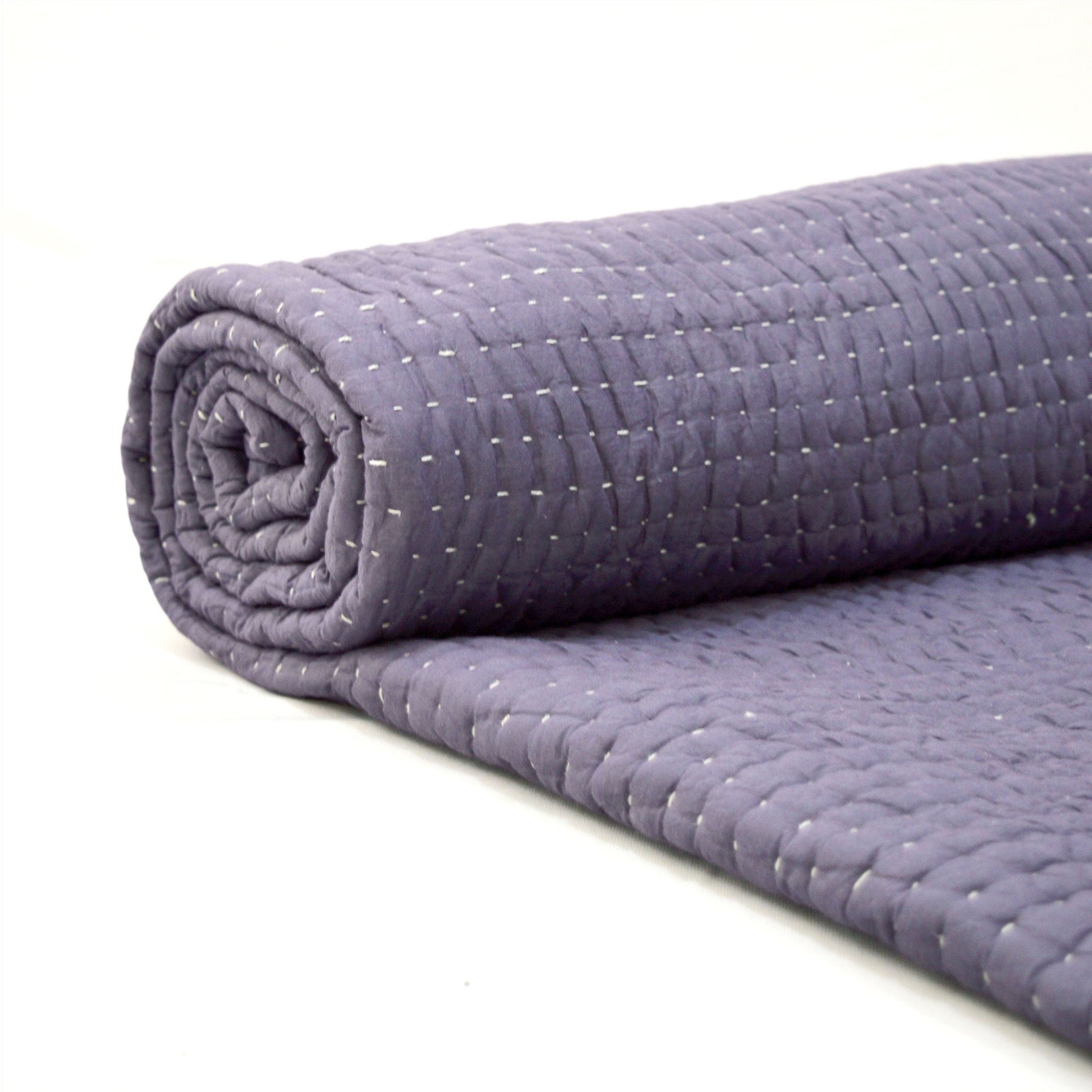 LAVENDER Kantha quilted bed set - stripe pattern quilting - sizes available