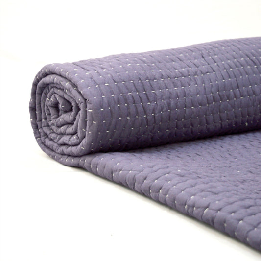 LAVENDER Kantha quilted bed set - stripe pattern quilting - sizes available