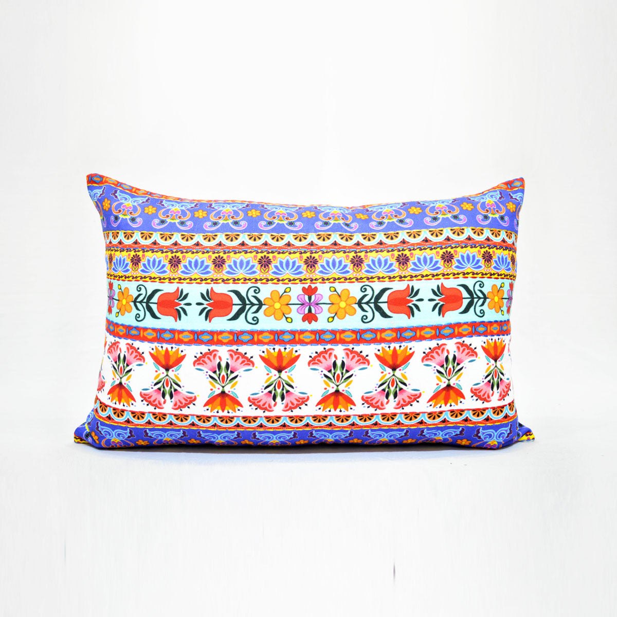 Truck art - multicolour floral print oblong pillow cover