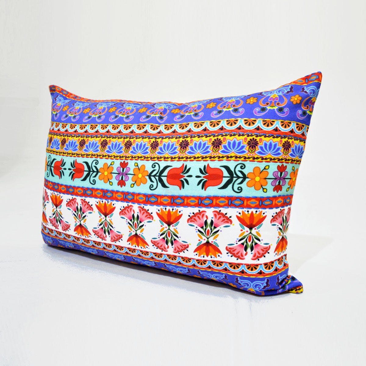 Truck art - multicolour floral print oblong pillow cover