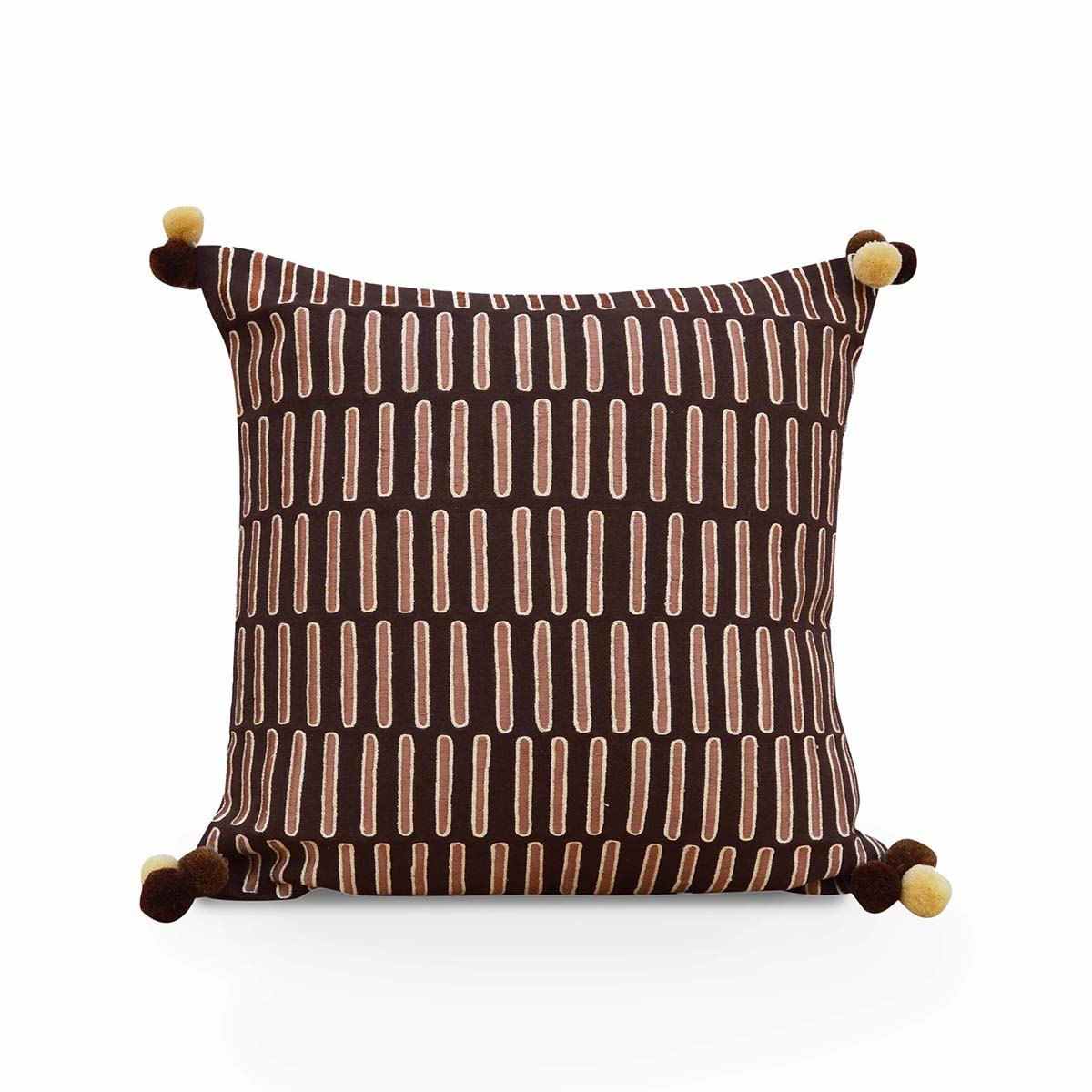Mola - Brown and beige, pillow cover, embroidered cushion cover