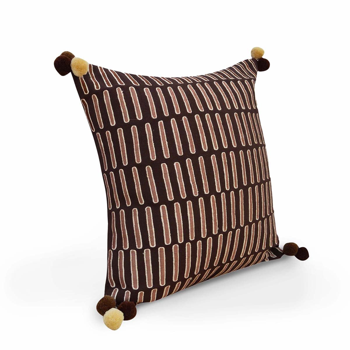 Mola - Brown and beige, pillow cover, embroidered cushion cover