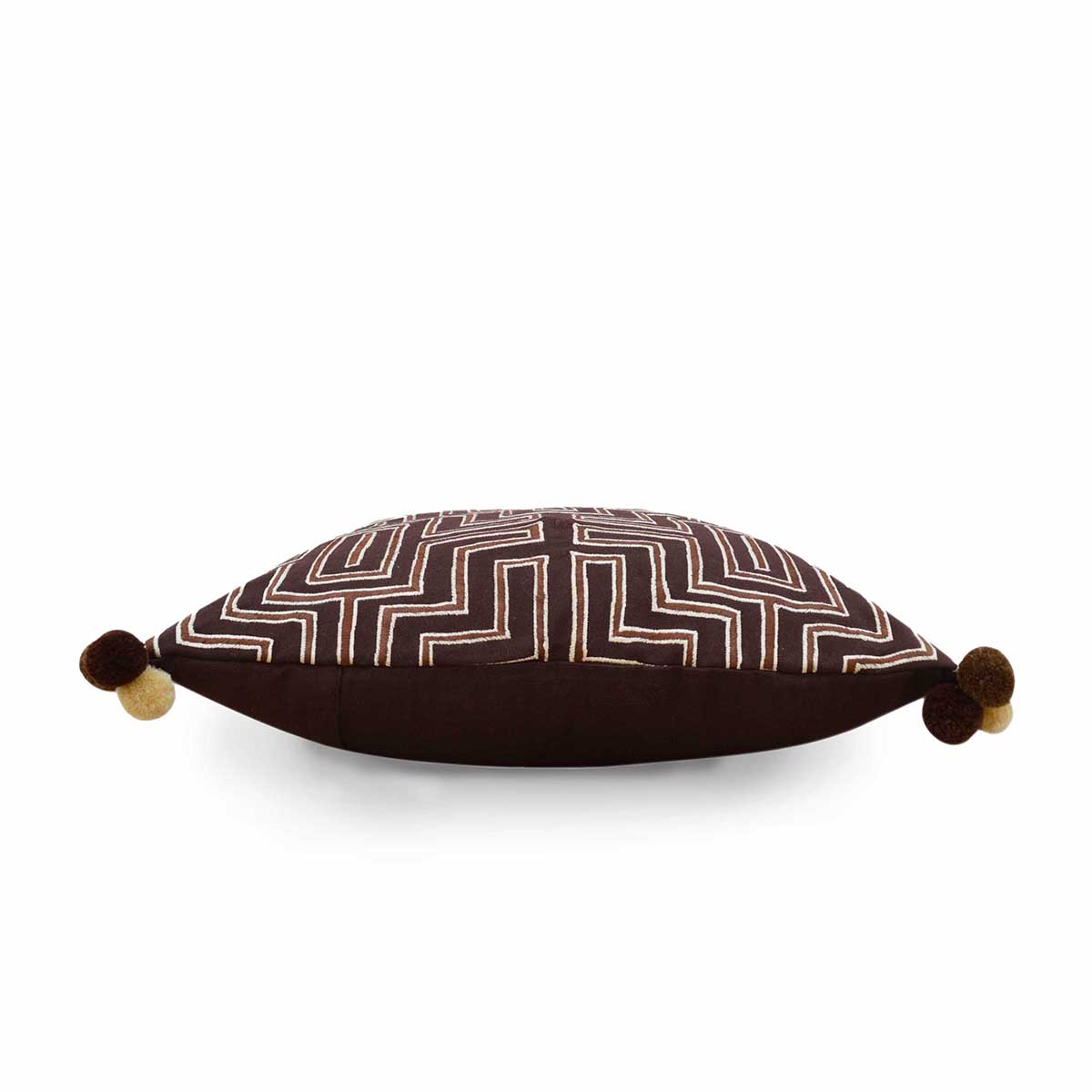 Mola - Brown color pillow cover, embroidered cushion cover