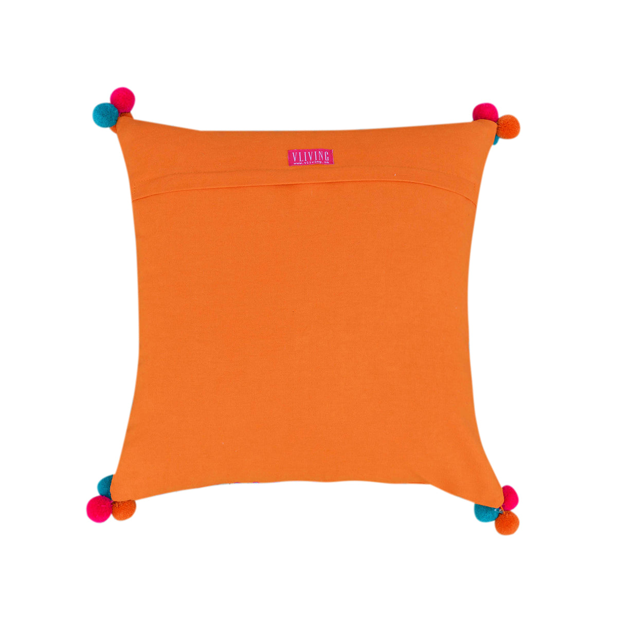 Mola - Tangerine pillow cover, embroidered pillow cover