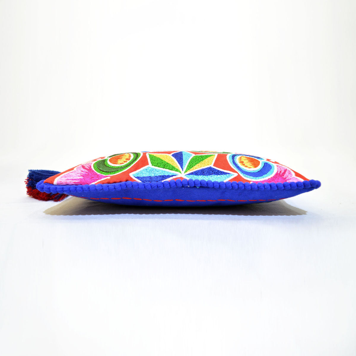 Truck art - mandala embroidery red boho clutch, 5X9 inches