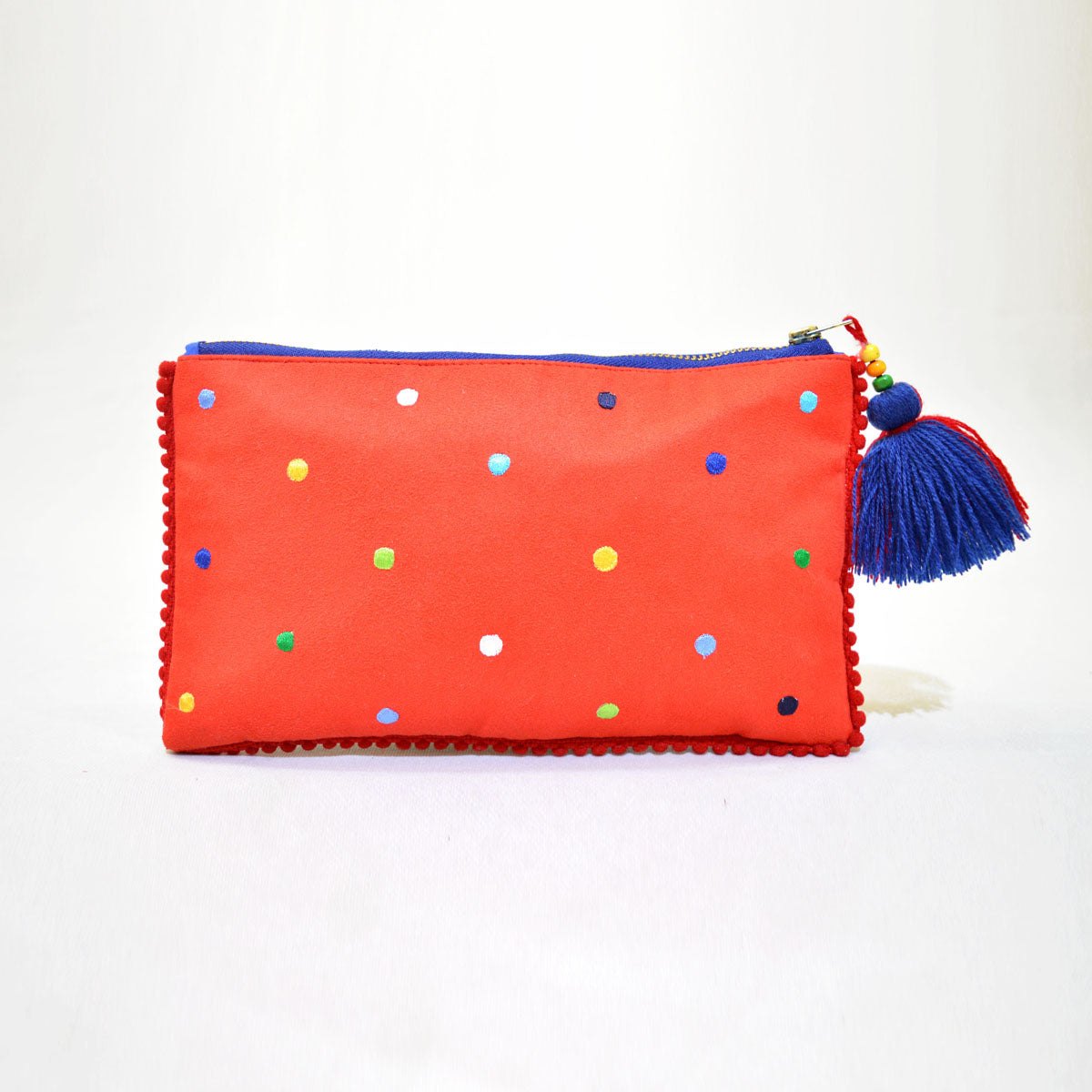Truck art - mandala embroidery blue boho clutch, 5X9 inches