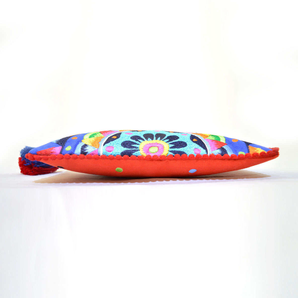 Truck art - mandala embroidery blue boho clutch, 5X9 inches