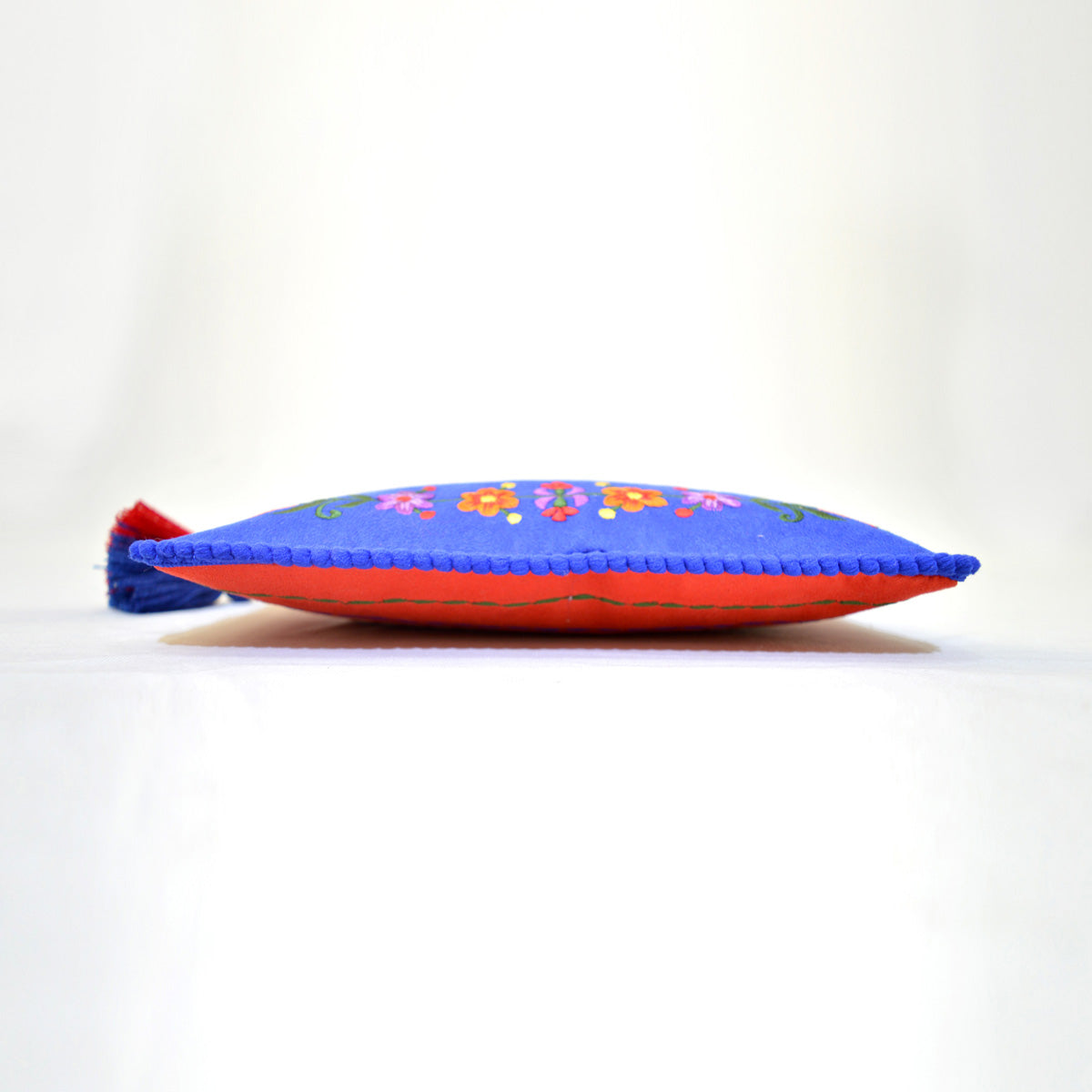 Truck art - Red and blue embroidered pouch, 5X9 inches