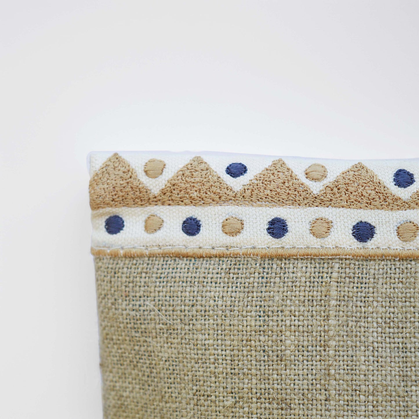 Boho pouch, moroccan, natural color linen bag, foldover embroidered clutch - Vliving
