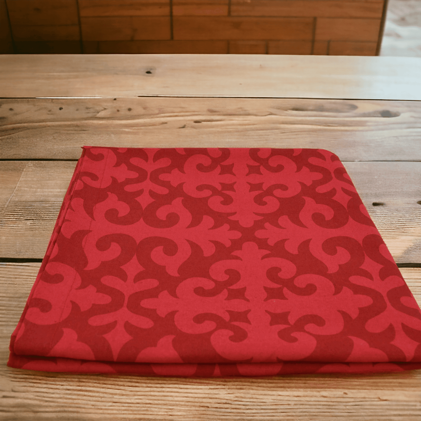Christmas table cloth, red color, moroccan print cotton table cloth