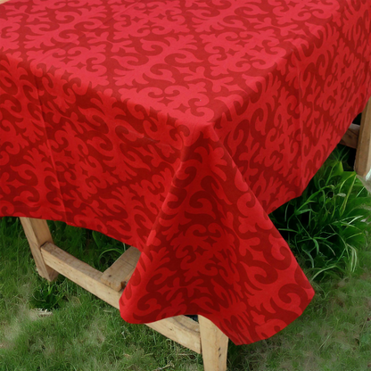 Christmas table cloth, red color, moroccan print cotton table cloth