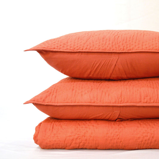 RUST Kantha quilted bed set, sizes available