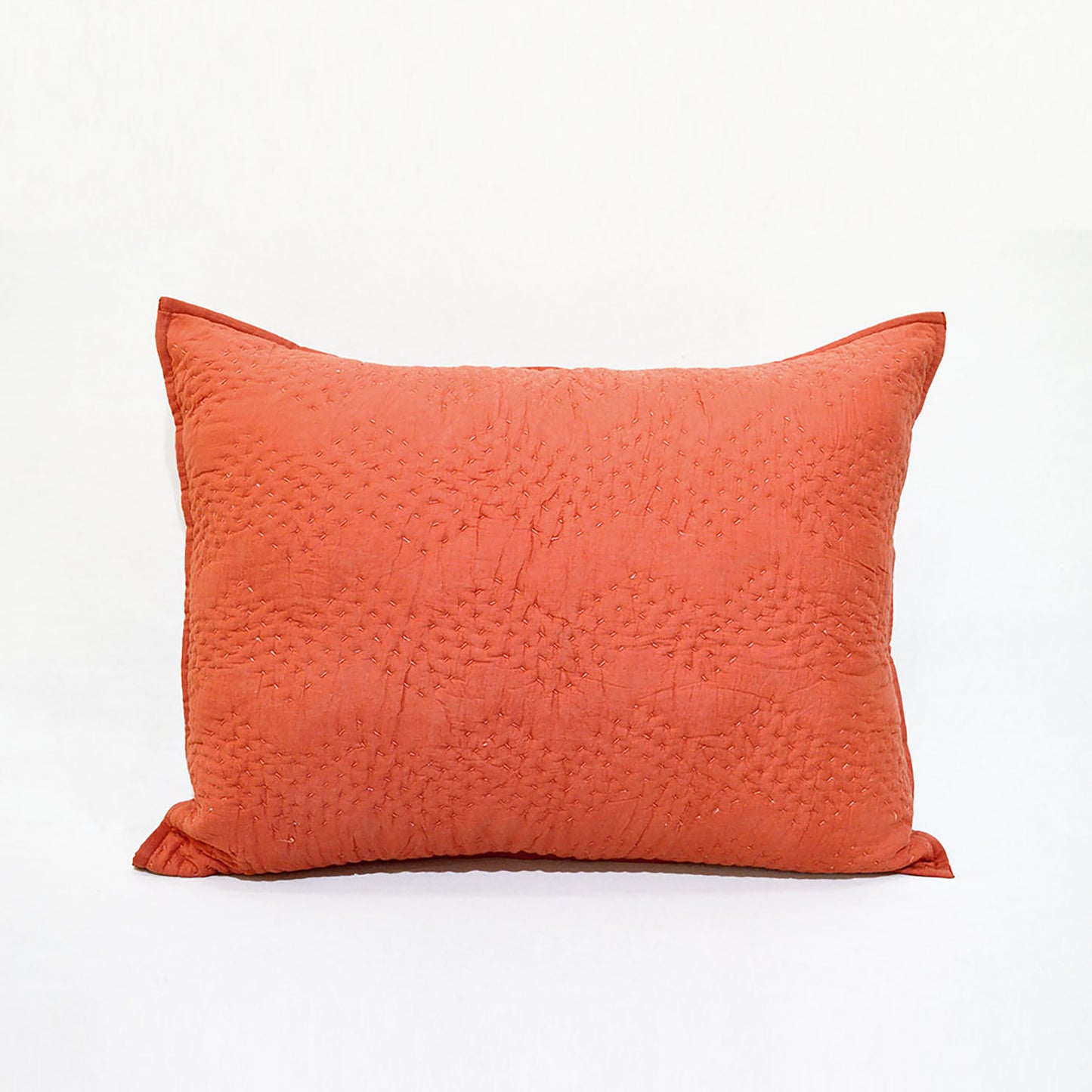 Rust, quilted pillow cover, chevron pattern, zig zag quilting, cotton, kantha, 100% cotton, sizes available