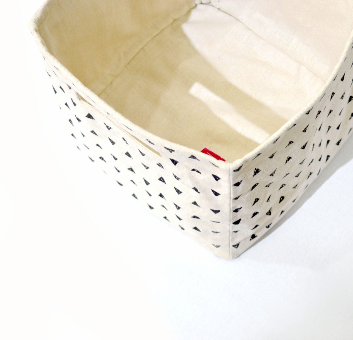 Square Canvas basket, triangle print, black and white, storage basket, sizes available