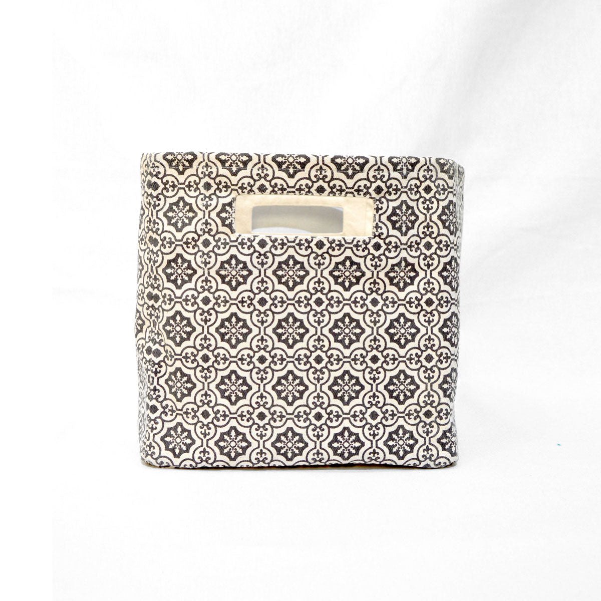 Square Canvas storage basket, tile print in black and white, sizes available