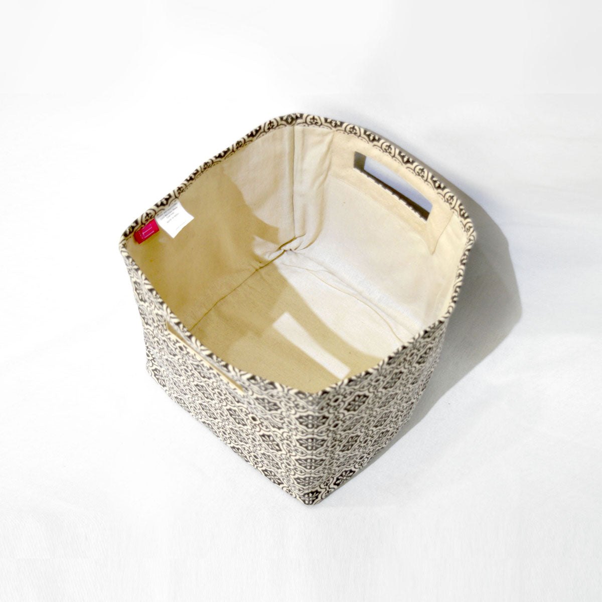Square Canvas storage basket, tile print in black and white, sizes available