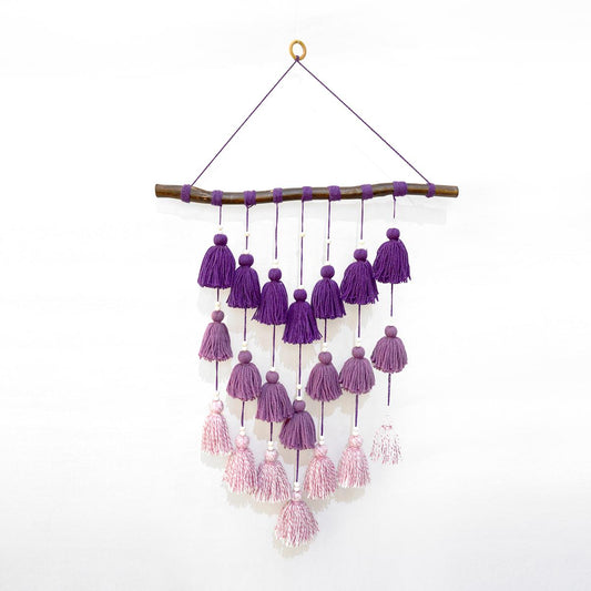 Wall art - cascade tassel wall hanging with ombre look