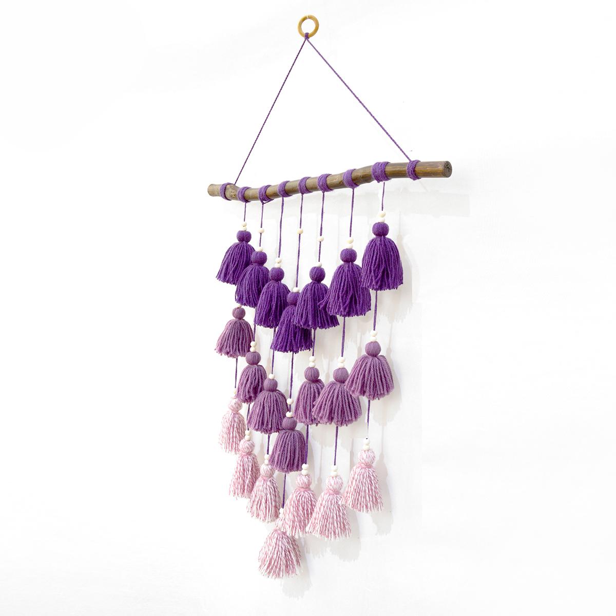 Wall art - cascade tassel wall hanging with ombre look