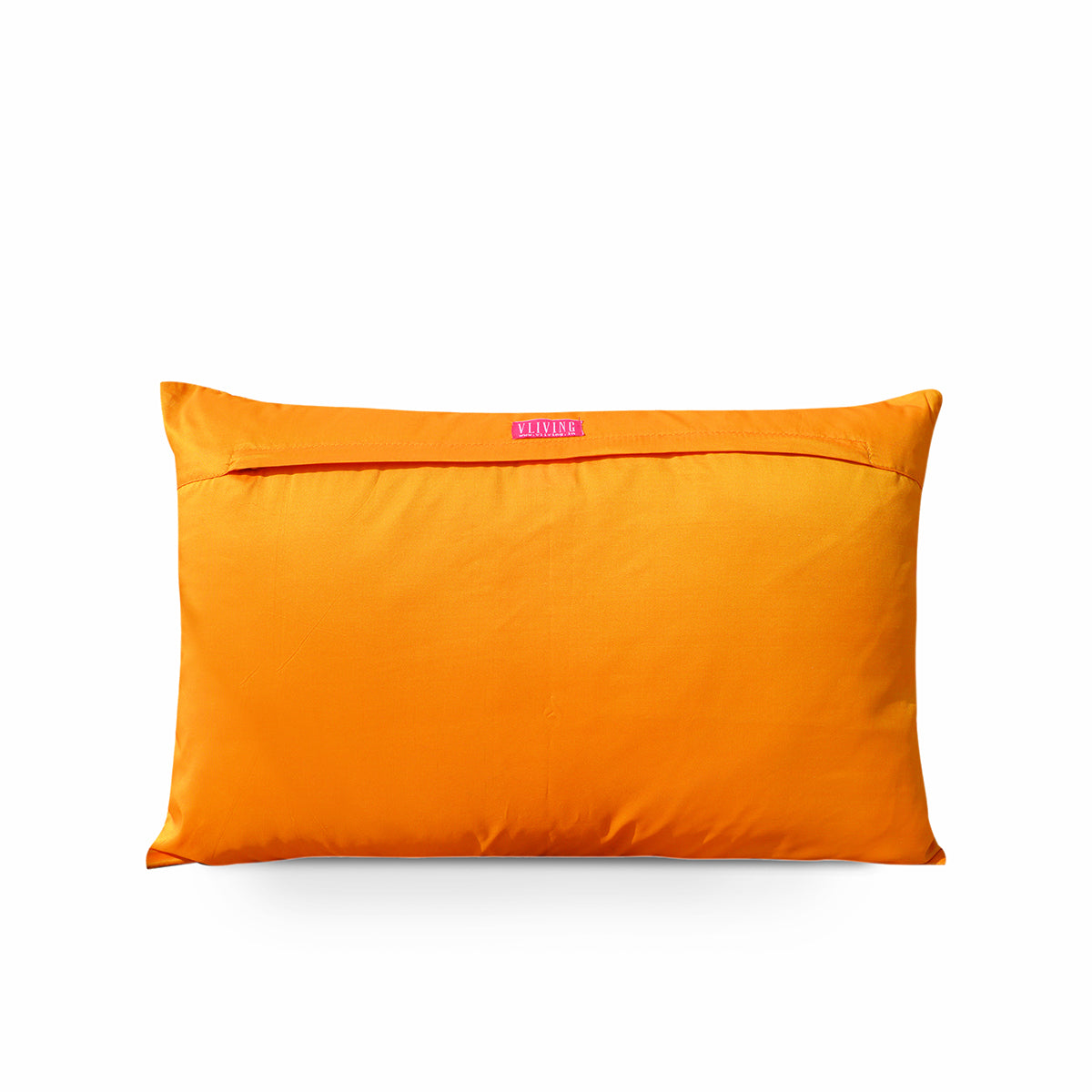 Kilim pattern embroidered pillow, Orange and pink, Poly taffeta cushion cover
